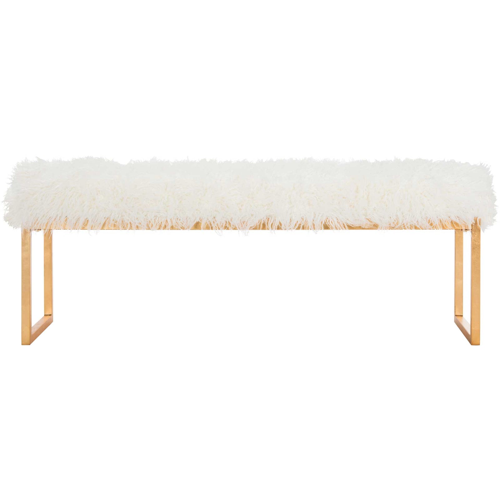 Ethiopia Faux Curly Sheepskin Bench White