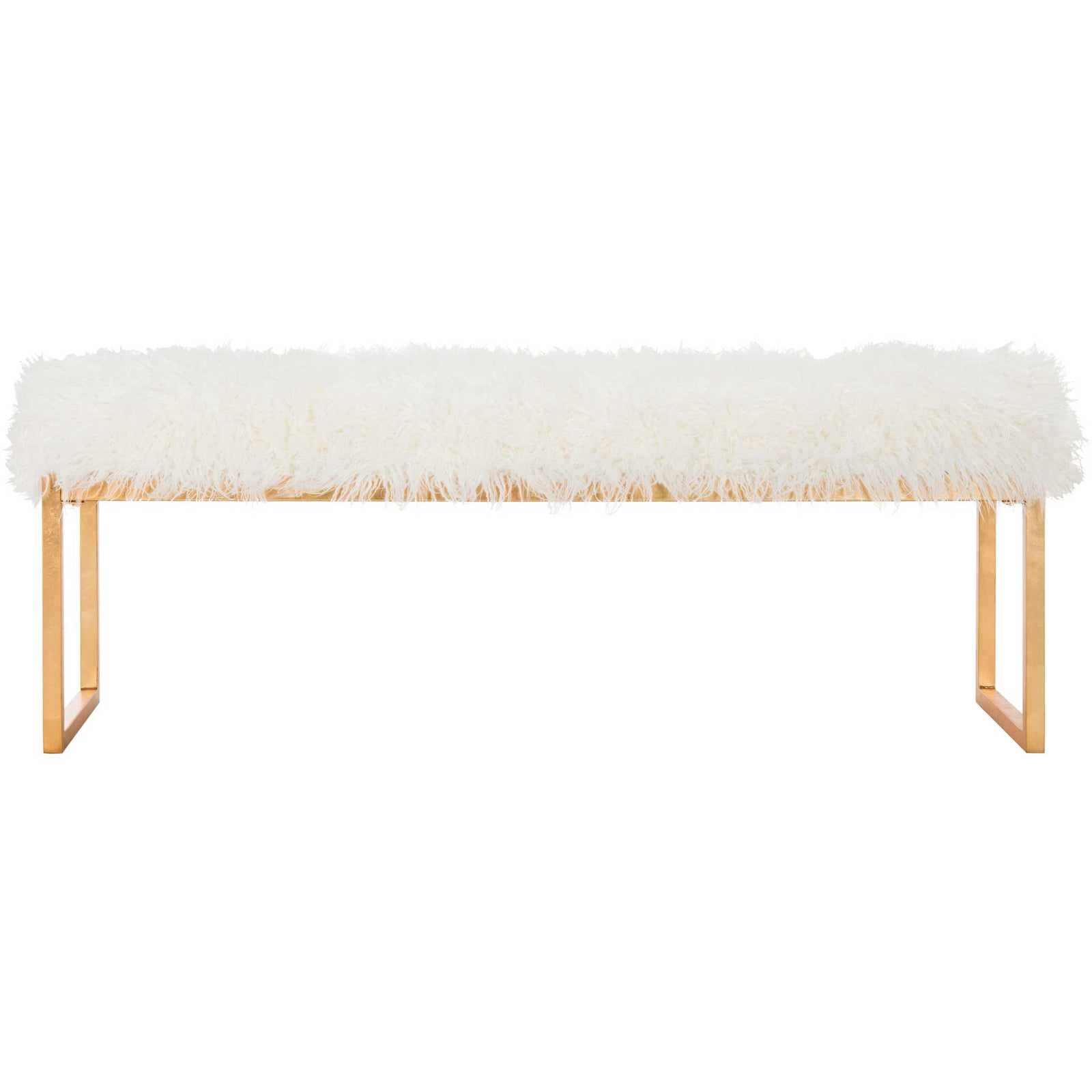 Ethiopia Faux Curly Sheepskin Bench White