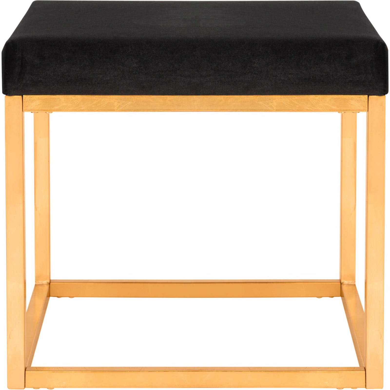 Ronnie Velvet Square Ottoman Black