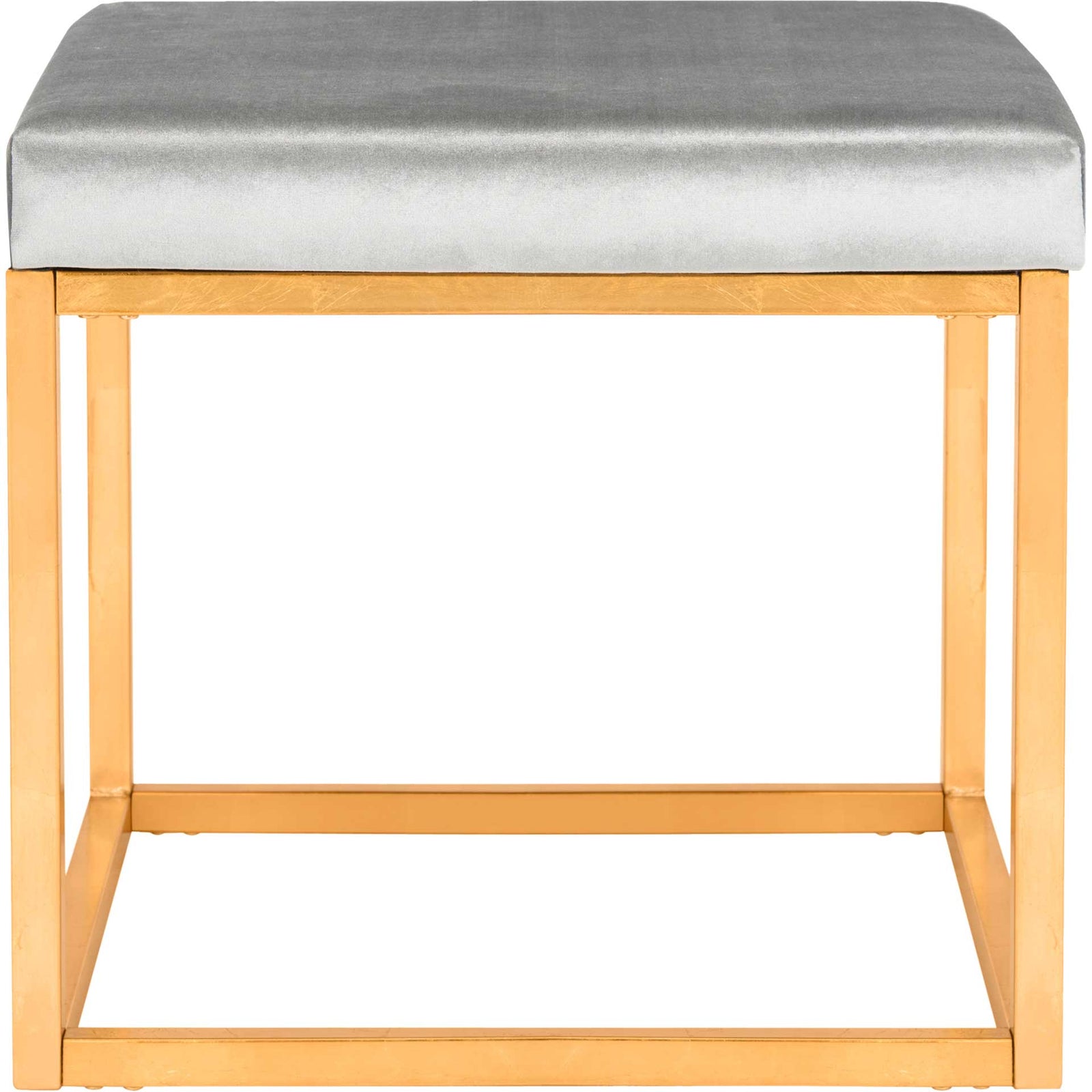 Ronnie Velvet Square Ottoman Gray