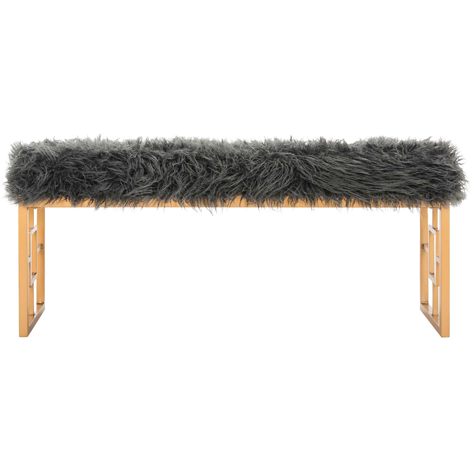 Meher Faux Sheepskin Bench Gray