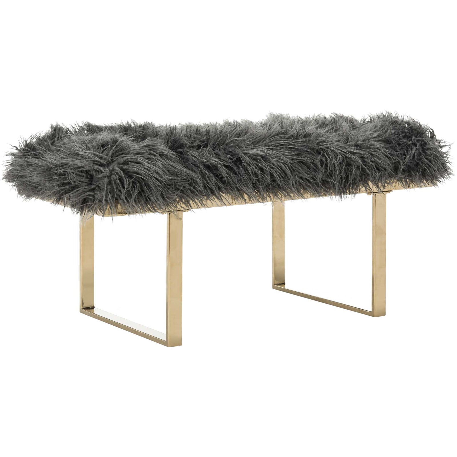 Maddison Faux Sheepskin Bench Gray