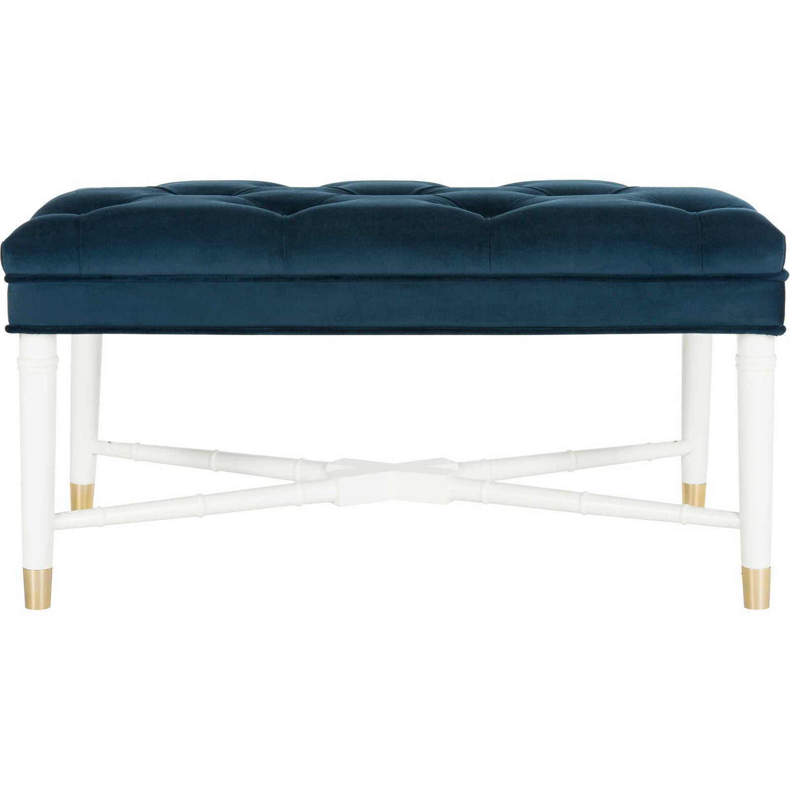 Roy Contemporary Tufted Bench Navy/White
