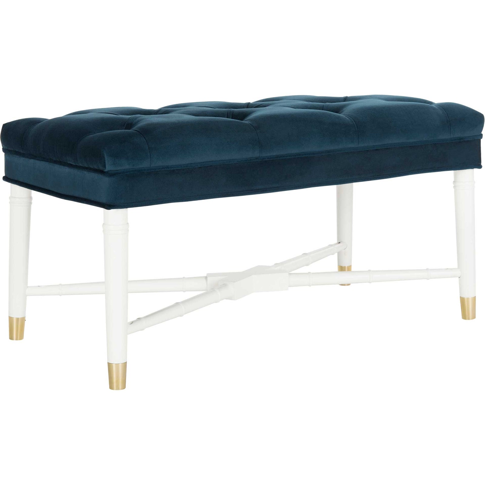 Roy Contemporary Tufted Bench Navy/White