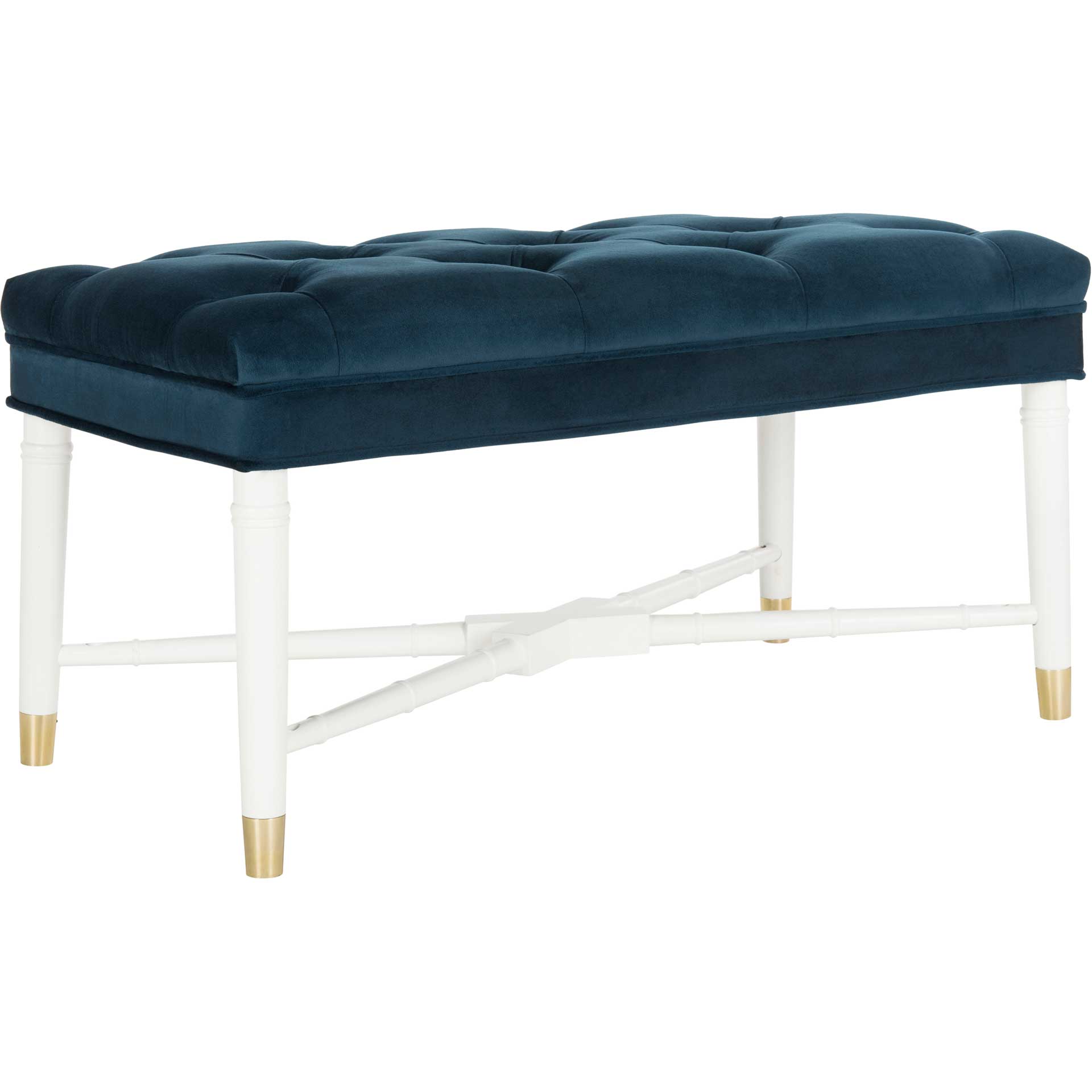 Roy Contemporary Tufted Bench Navy/White
