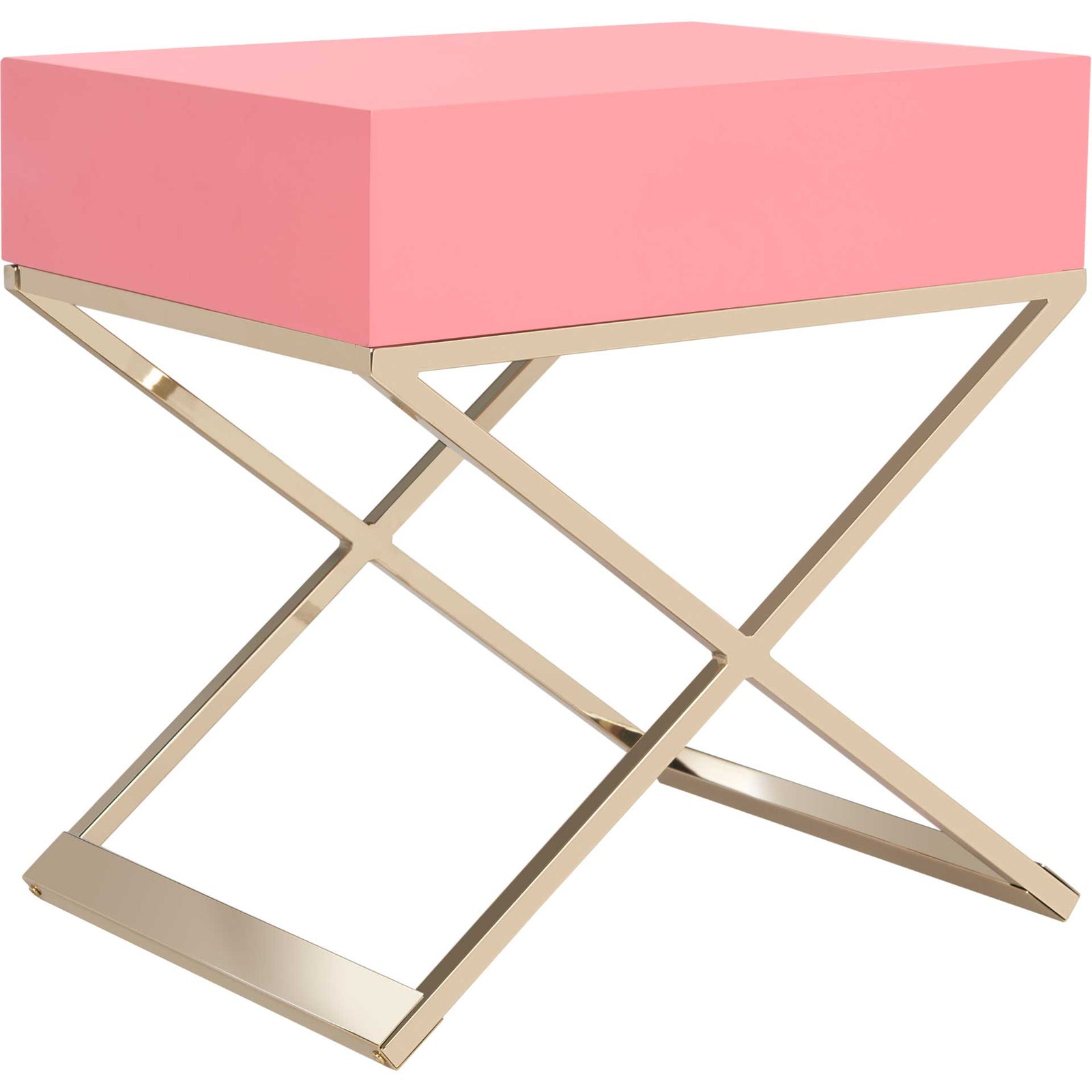 Zariah Modern Cross Leg Nightstand Pink