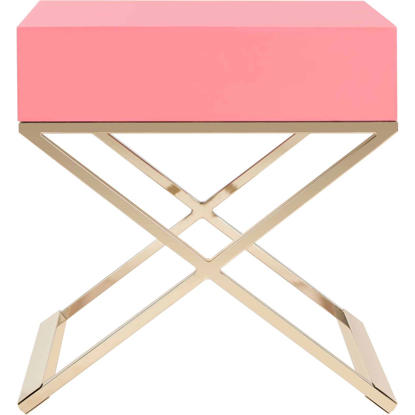 Zariah Modern Cross Leg Nightstand Pink