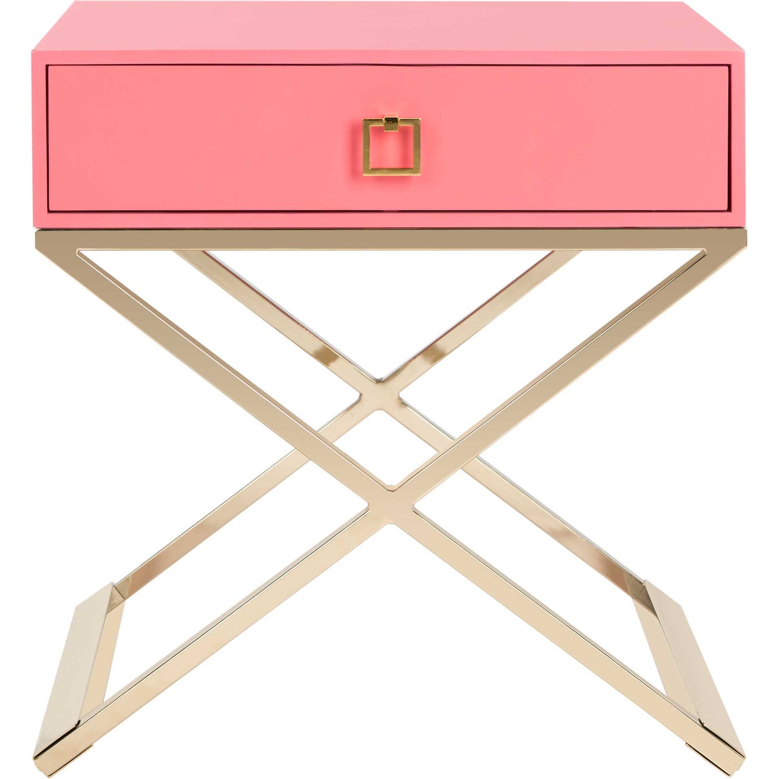 Zariah Modern Cross Leg Nightstand Pink