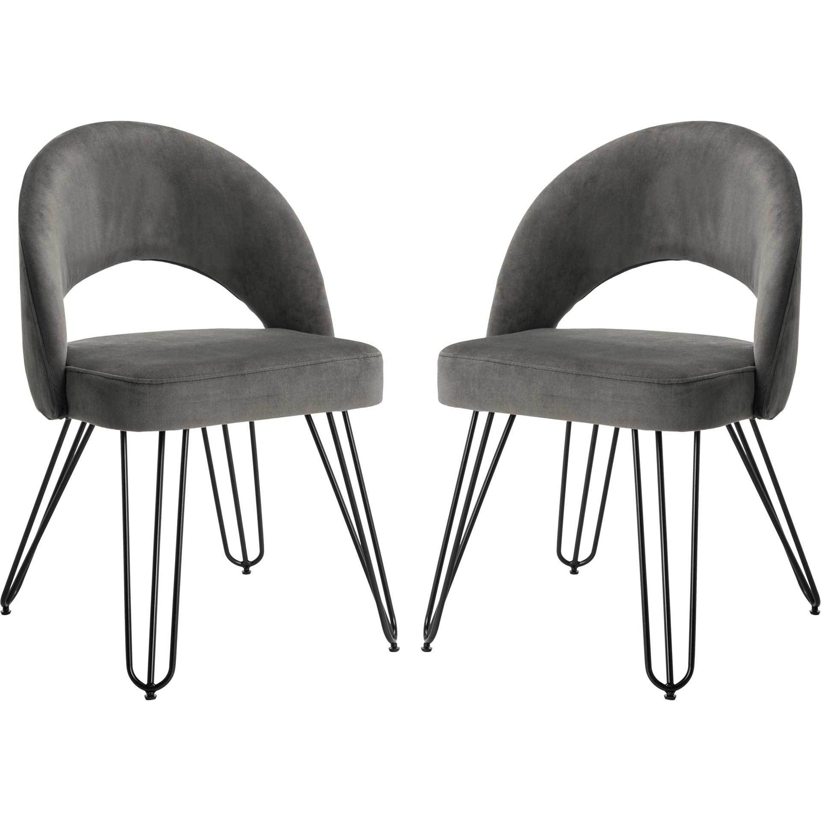 Jolene Velvet Side Chair Dark Gray (Set of 2)
