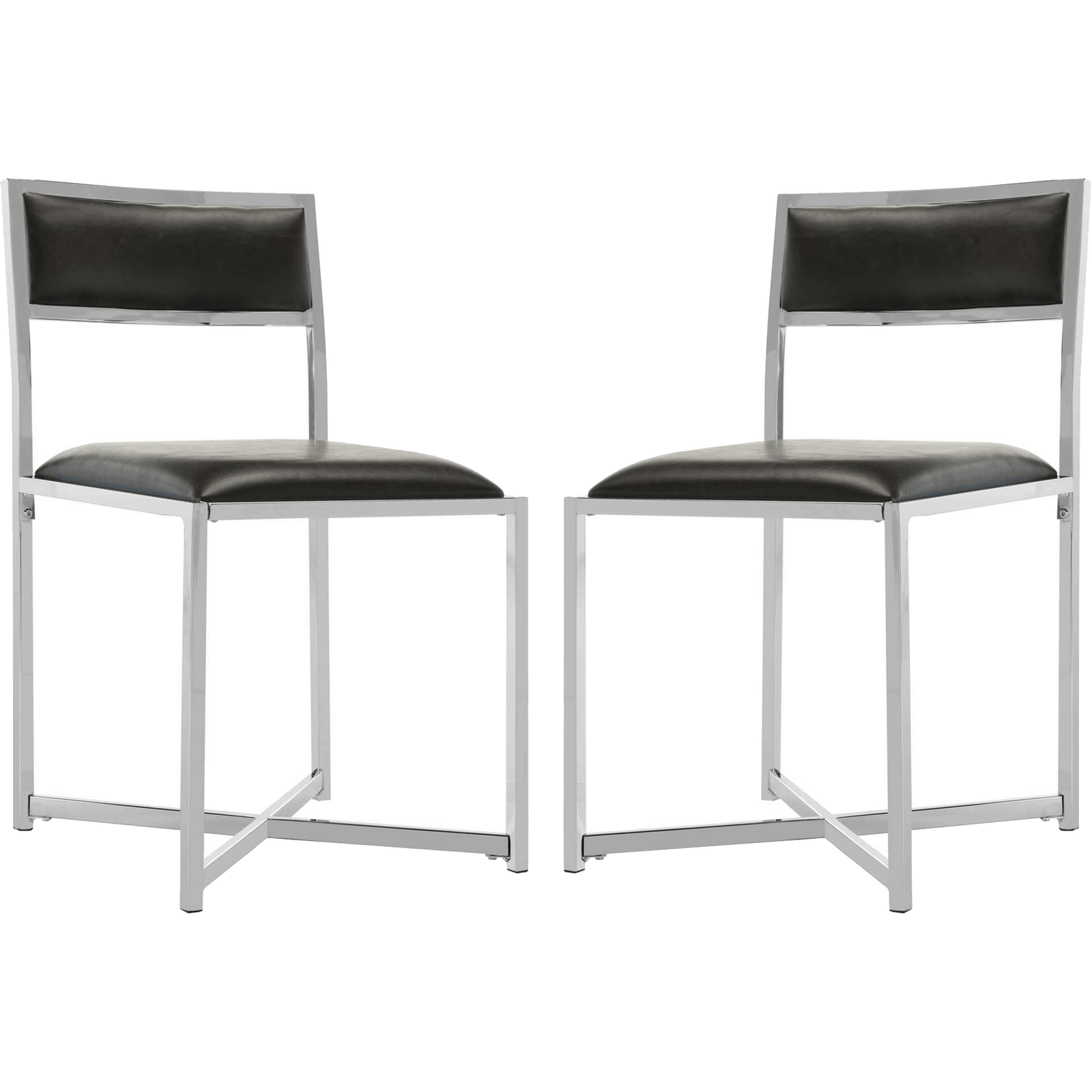Meera Chrome Side Chair Black/Chrome (Set of 2)