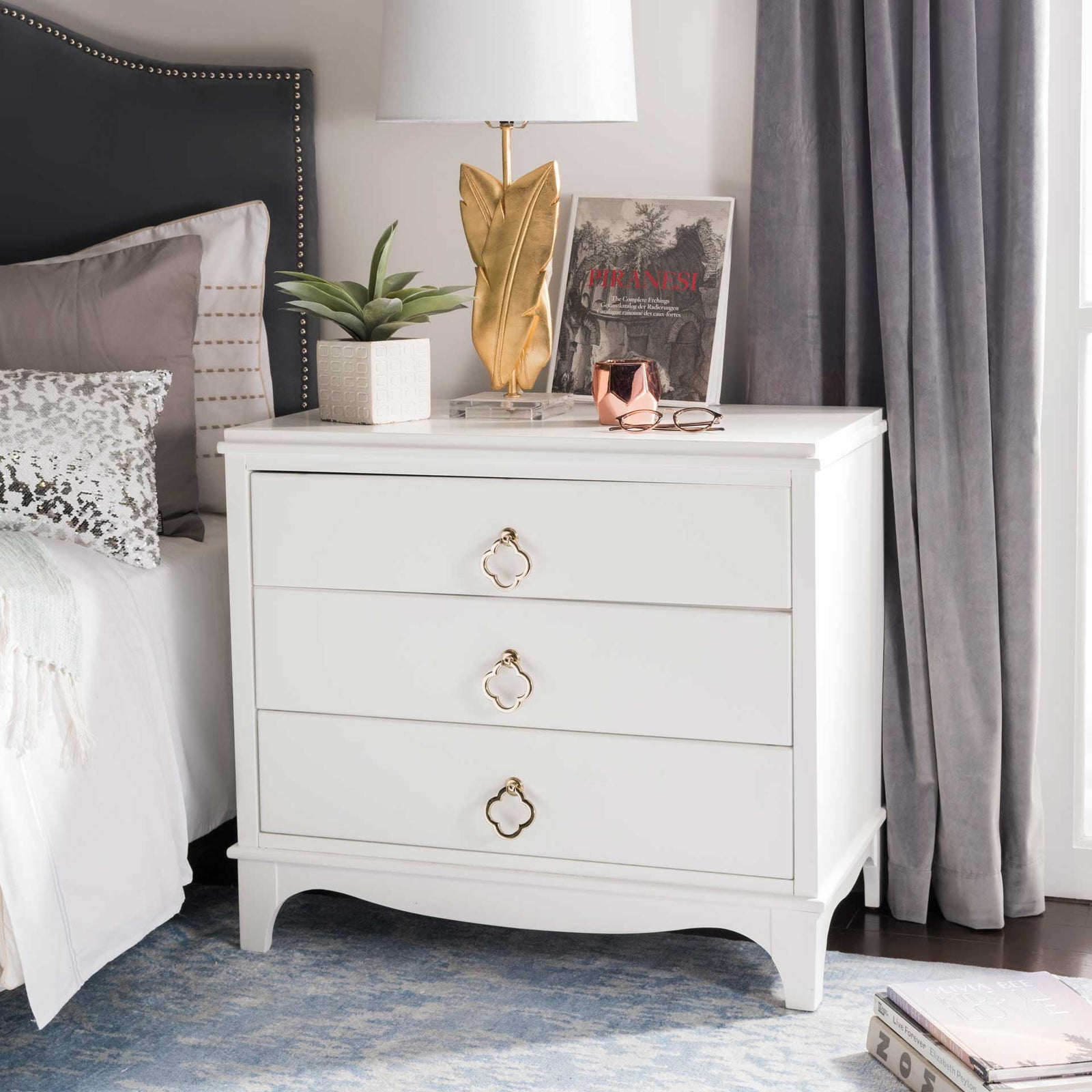 Hamden 3 Drawer Contemporary Nightstand White