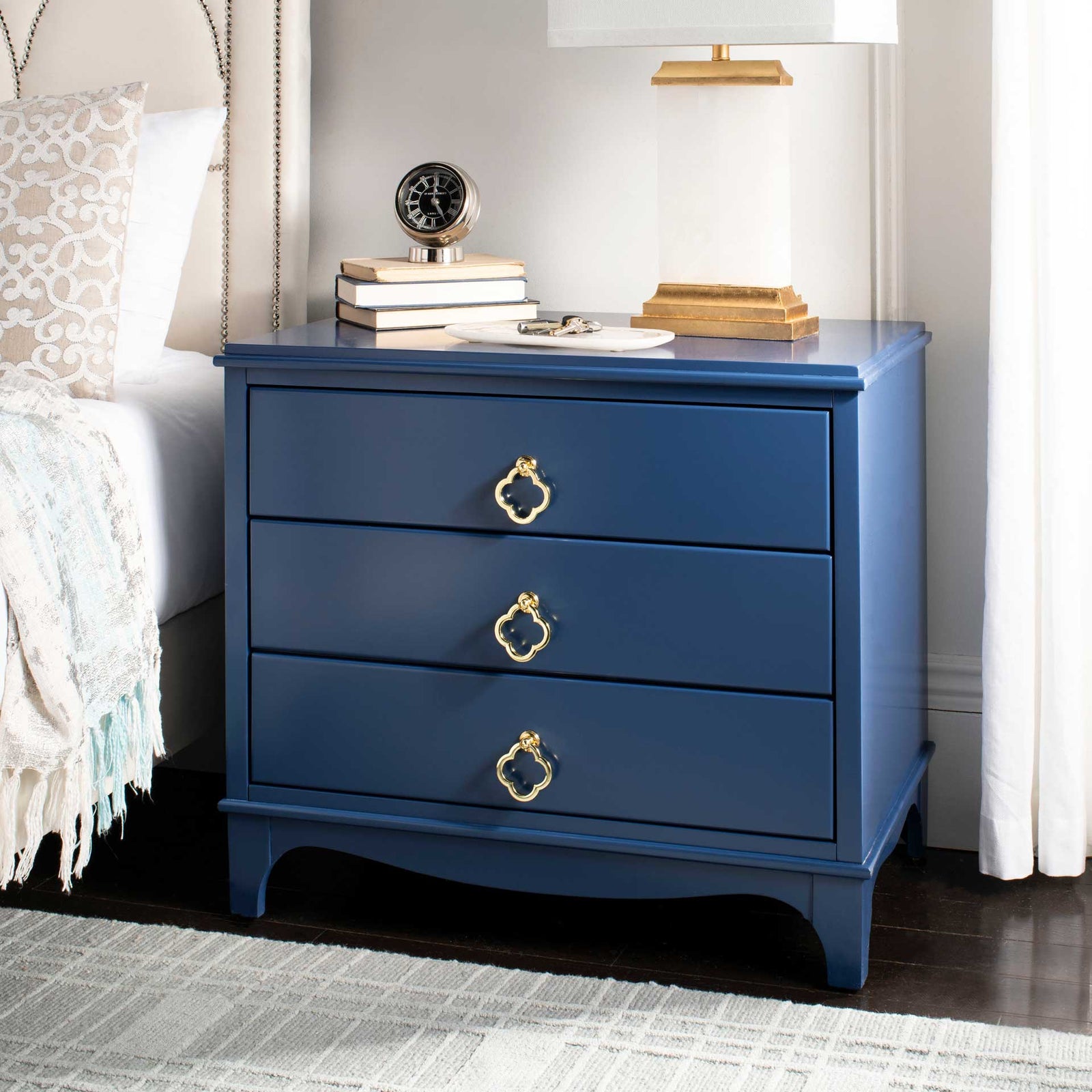 Hamden 3 Drawer Contemporary Nightstand Navy