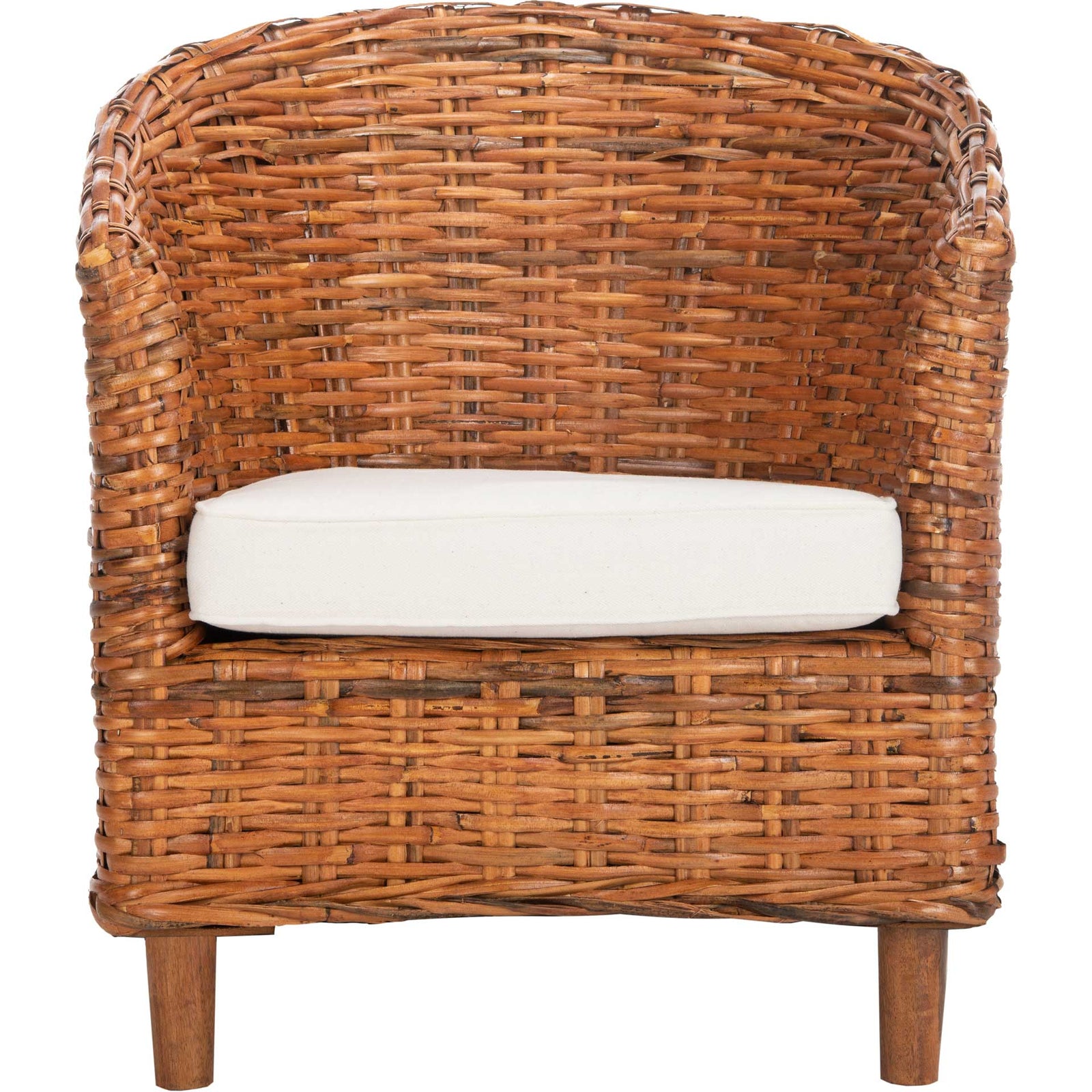 Omar Rattan Barrel Chair Honey/White