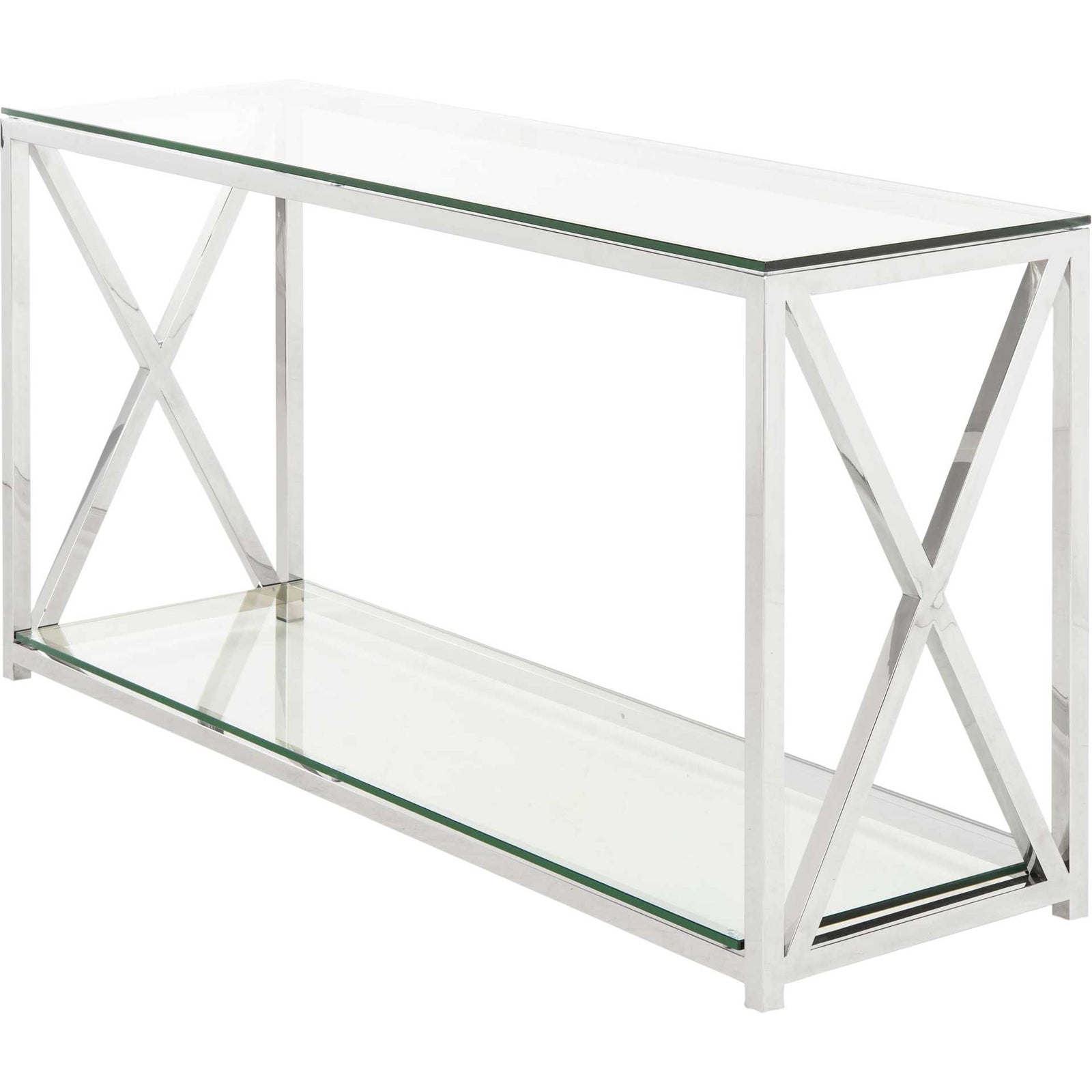Hanna Chrome Console With Glass Top Chrome