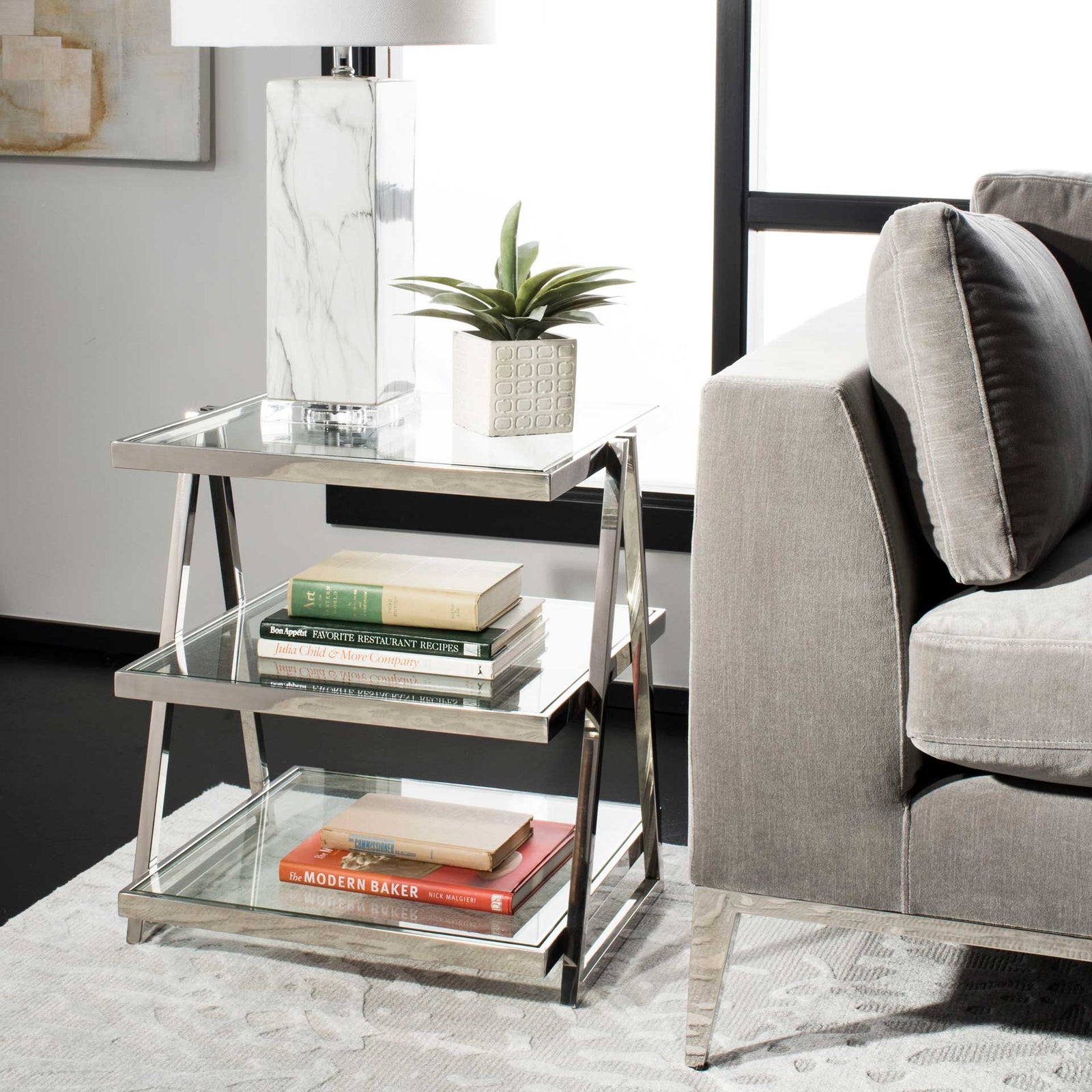 Strive 3-Tier Glass End Table Chrome