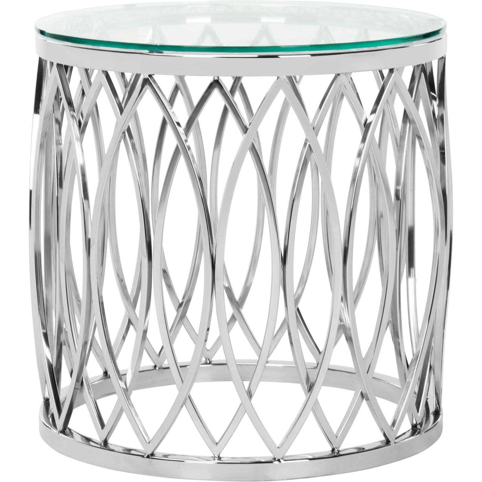 Apprise Glass Top End Table Chrome