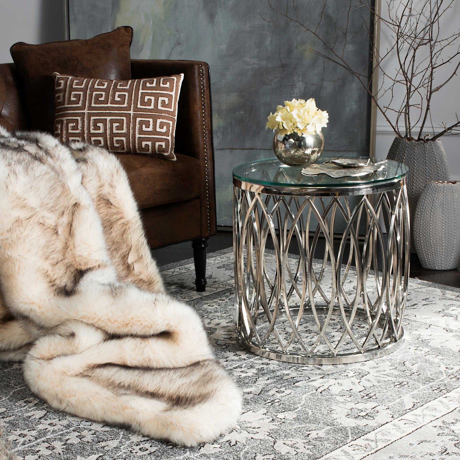 Apprise Glass Top End Table Chrome