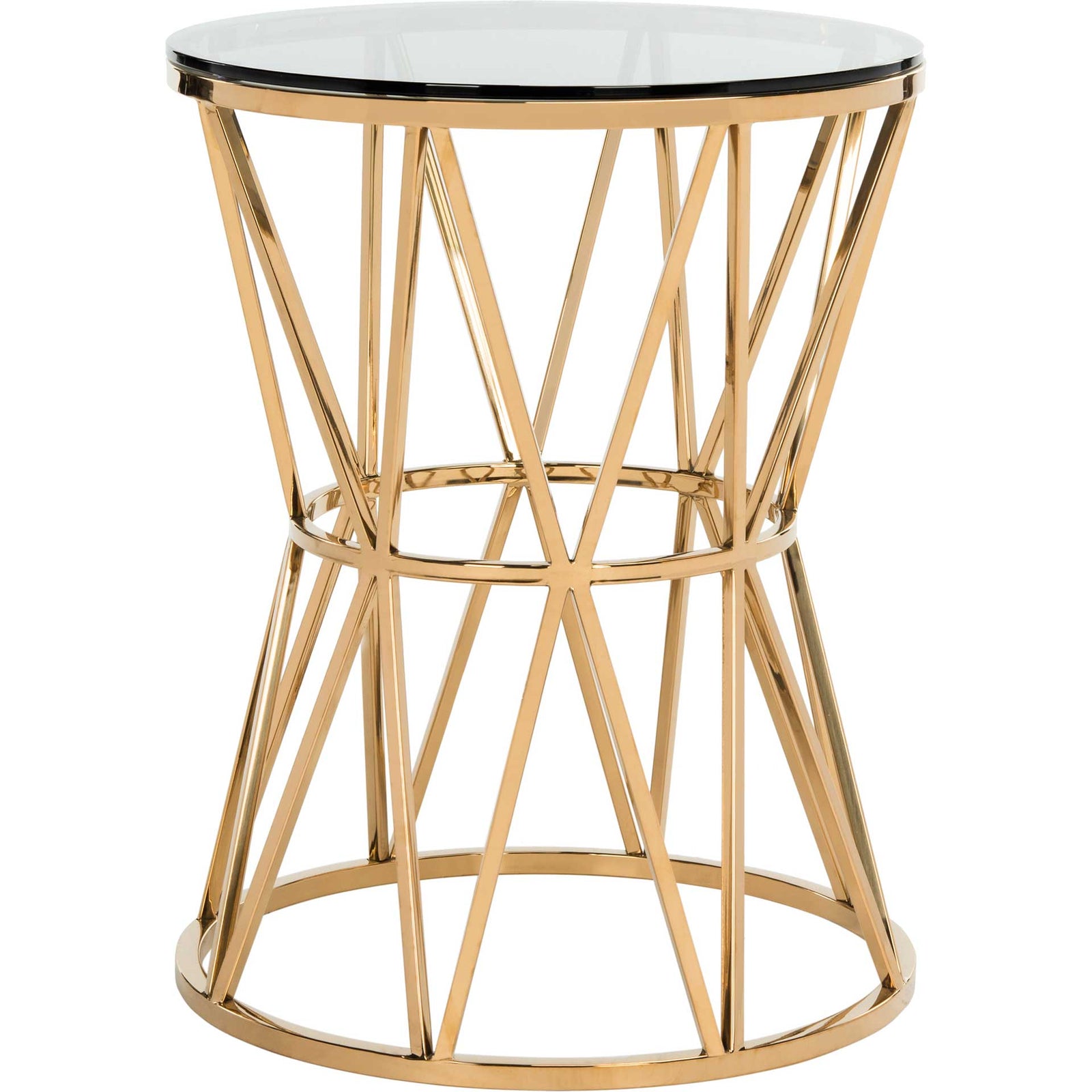 Delve Glass Top End Table Gold