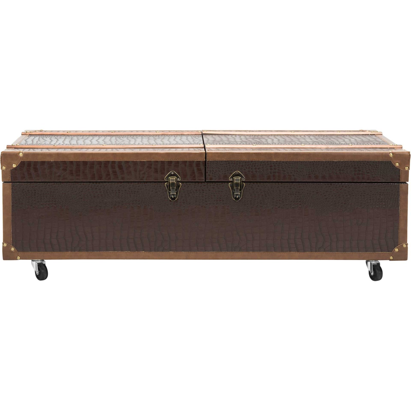 Zoey Coffee Table Storage Trunk With Wine Rack Brown