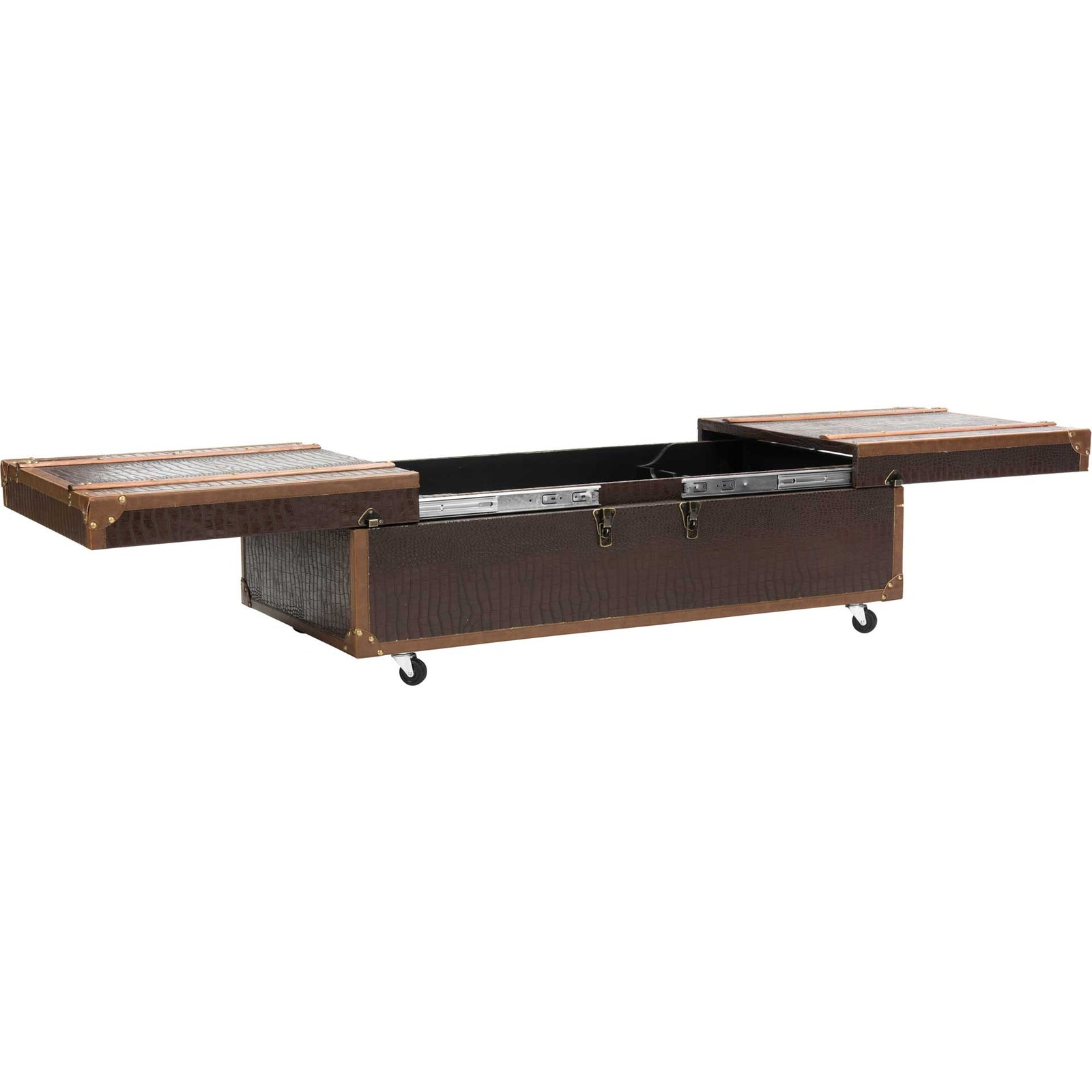 Zoey Coffee Table Storage Trunk With Wine Rack Brown