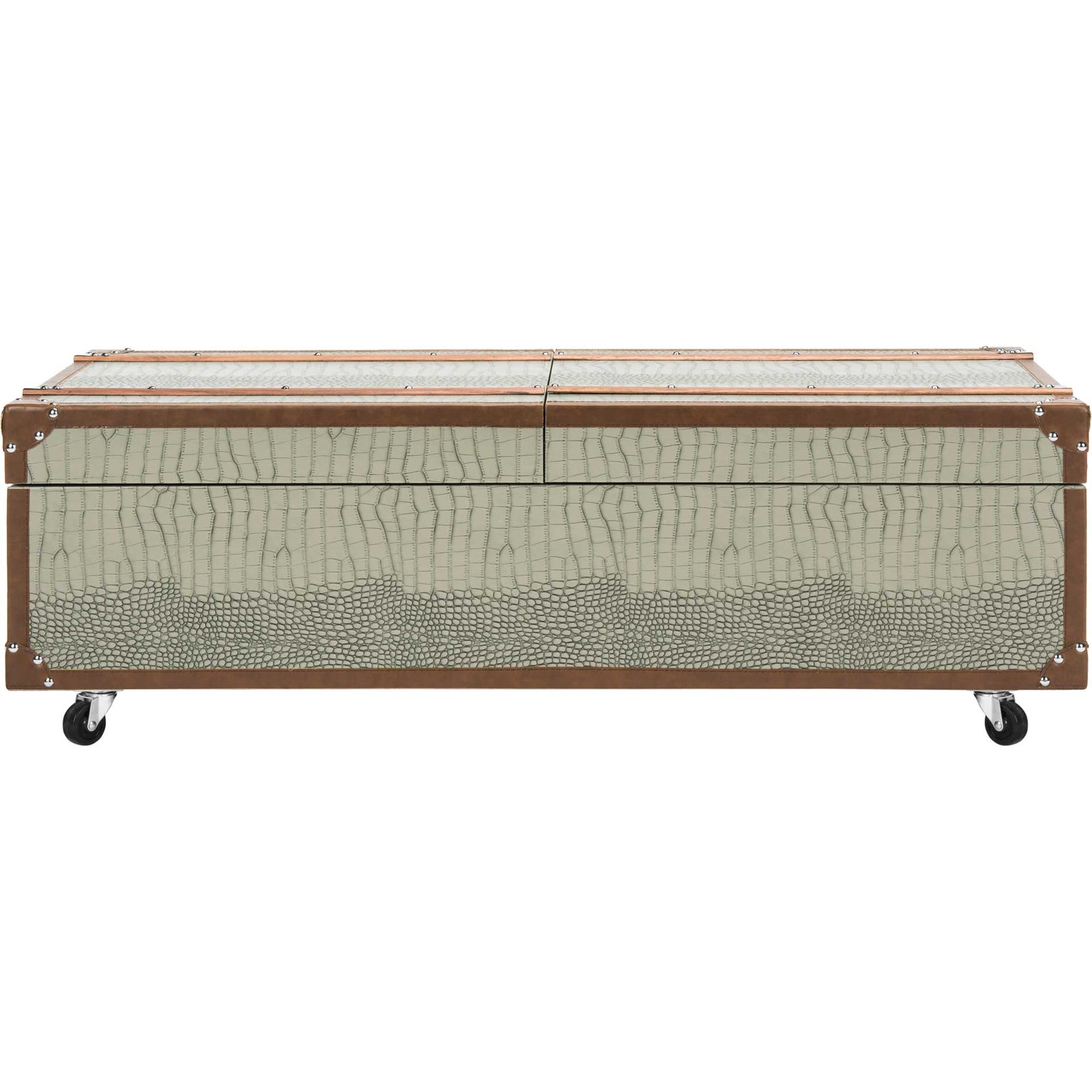 Zoey Coffee Table Storage Trunk With Wine Rack Gray