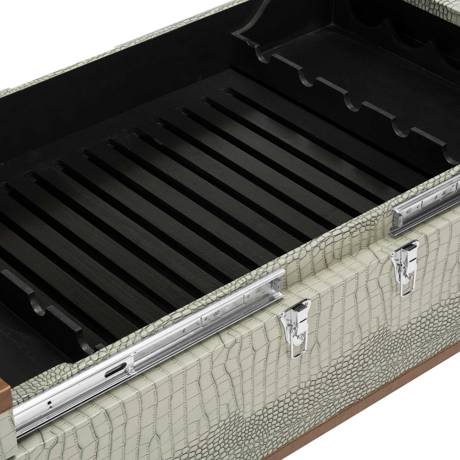 Zoey Coffee Table Storage Trunk With Wine Rack Gray