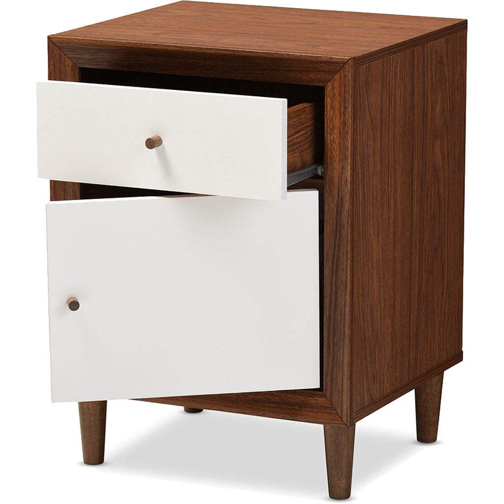 Haven Modern Nightstand White/Walnut