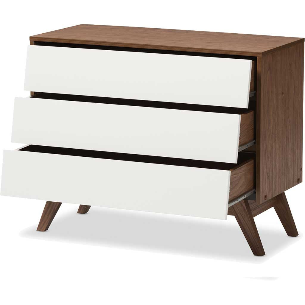 Hilson 3-Drawer Chest White/Walnut