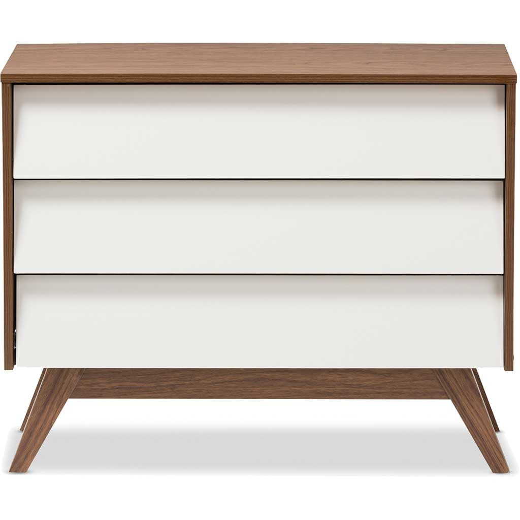 Hilson 3-Drawer Chest White/Walnut