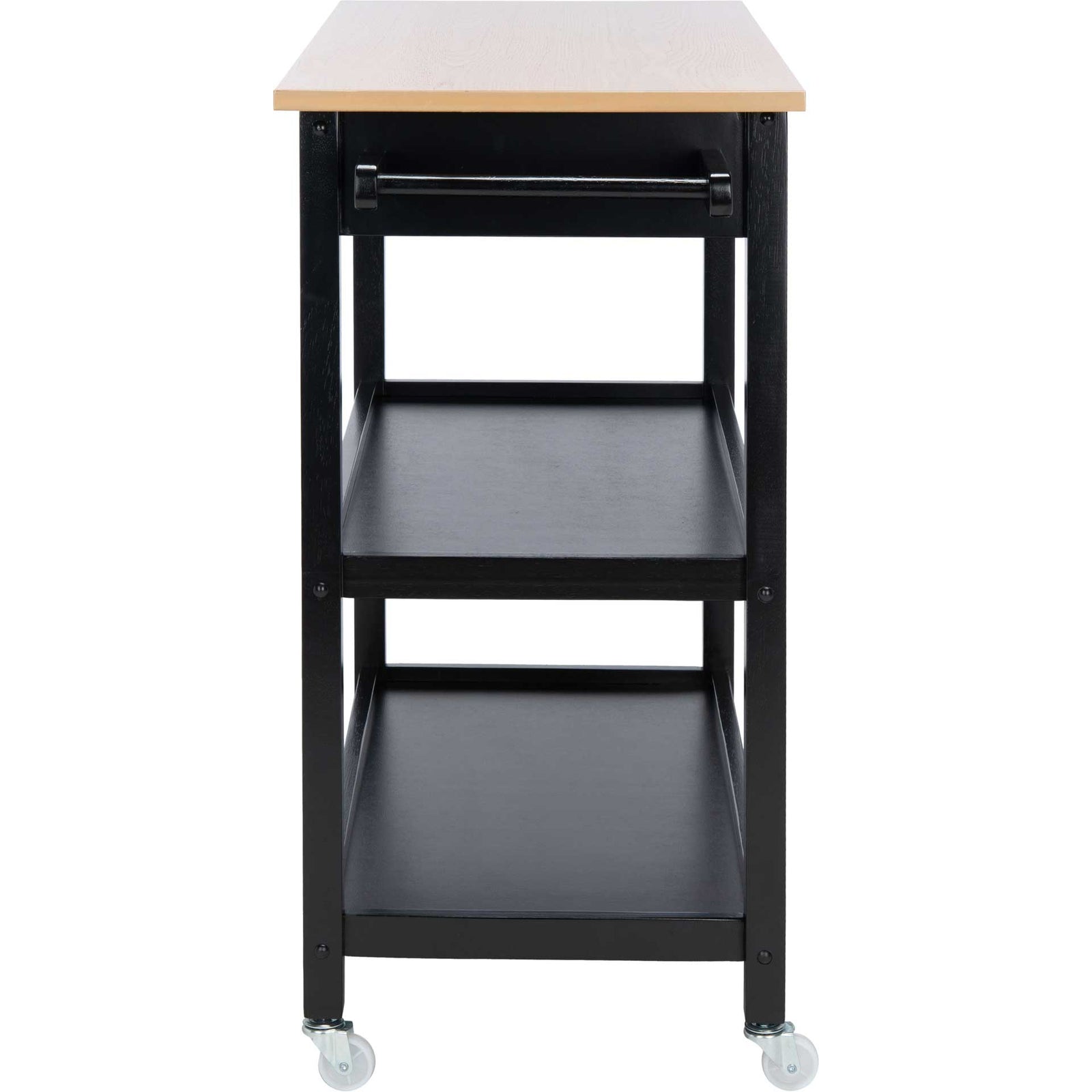 Coffe 2 Drawer 2 Shelf Kitchen Cart Natural/Matte Black