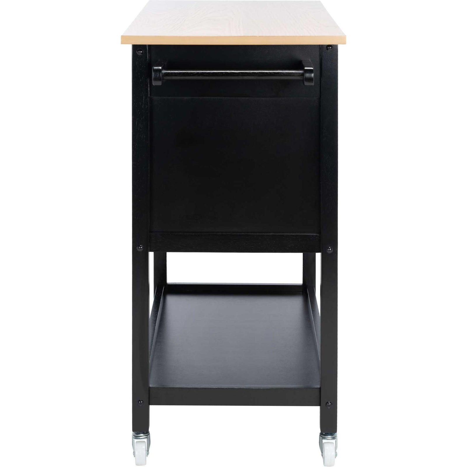 Dalit 2 Drawer 2 Shelf Kitchen Cart Natural/Matte Black