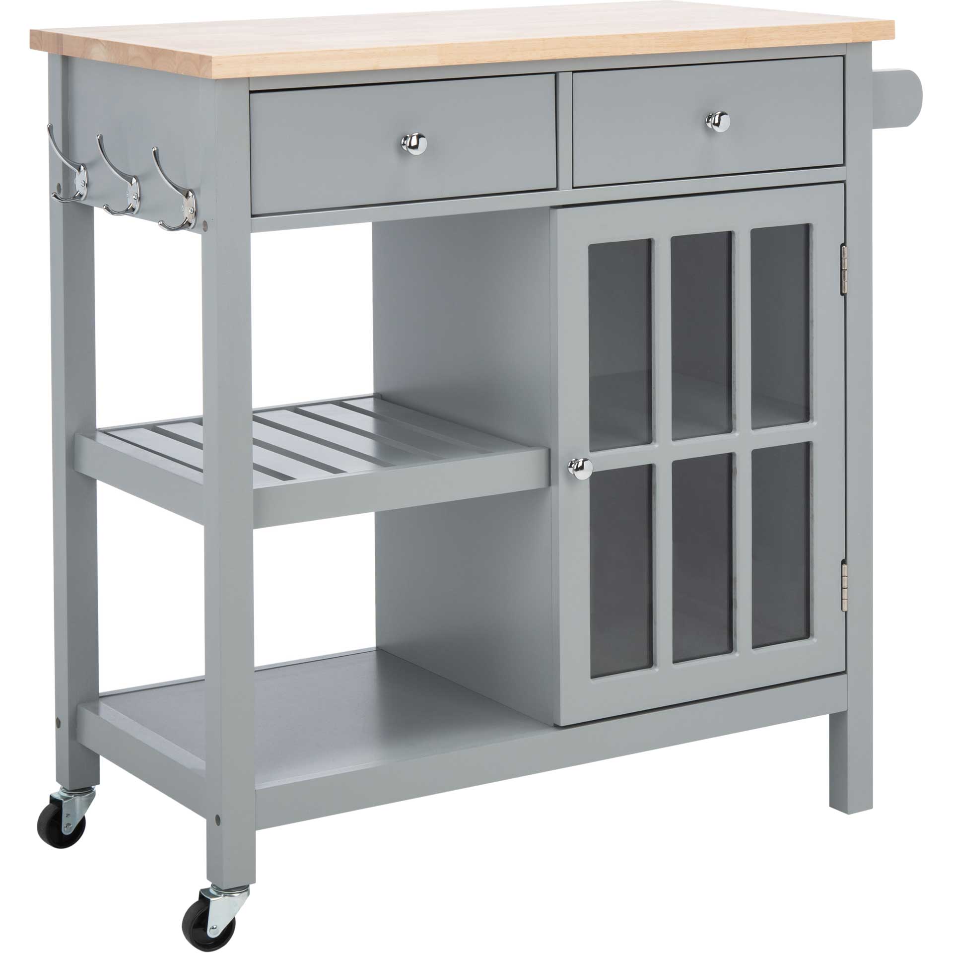Lodi 1 Door 2 Drawer 2 Shelf Kitchen Cart Gray/Natural