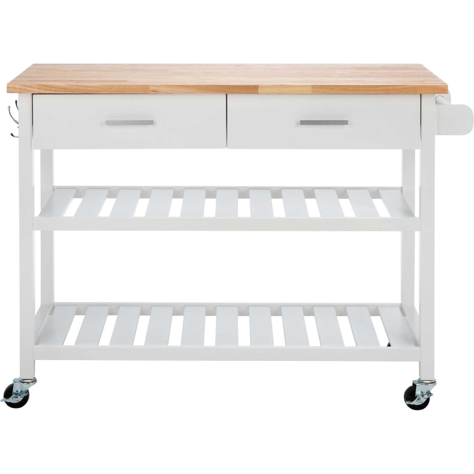 Kinston 2 Drawer 2 Shelf Kitchen Cart White/Natural