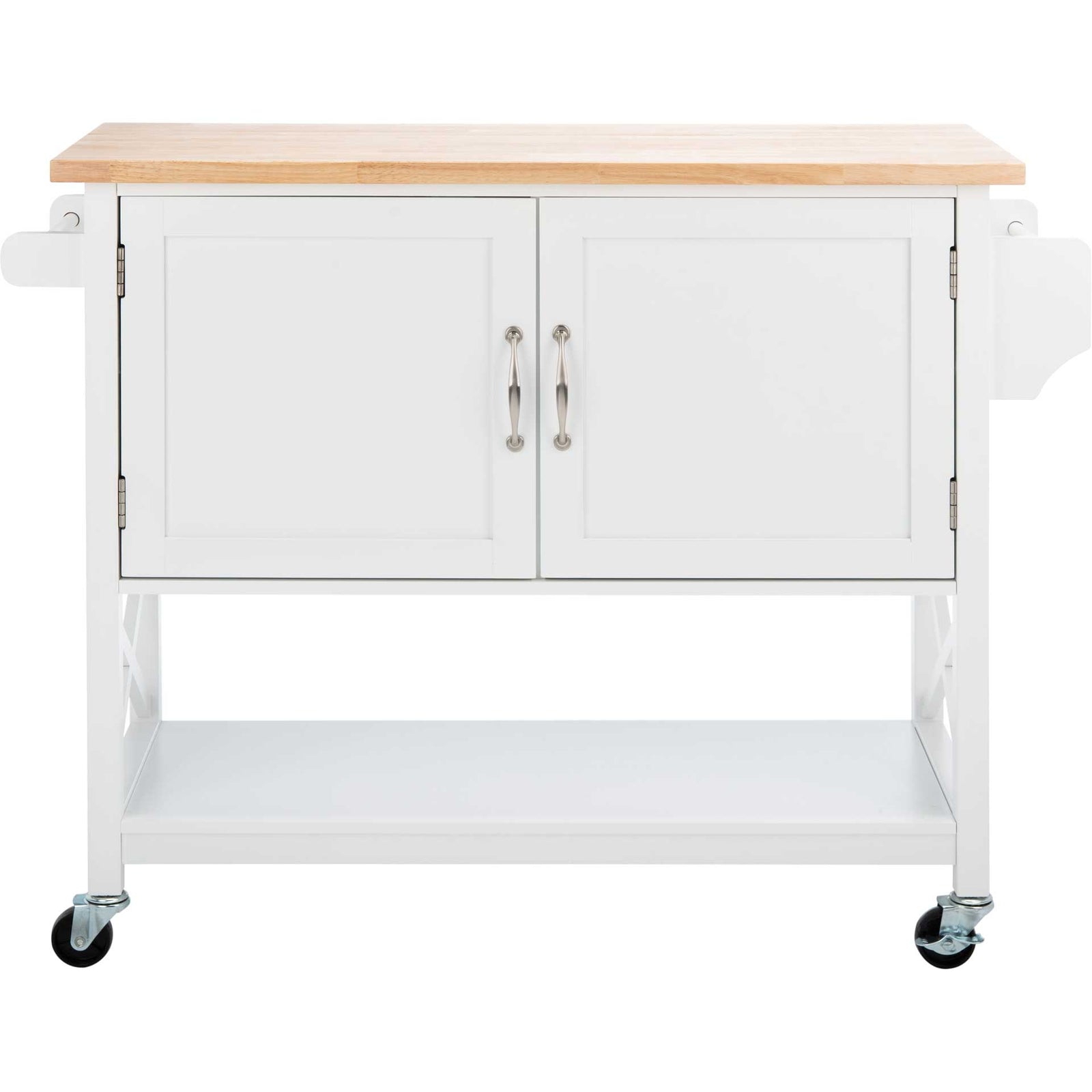 Kenley 2 Door 1 Shelf Kitchen Cart White/Natural