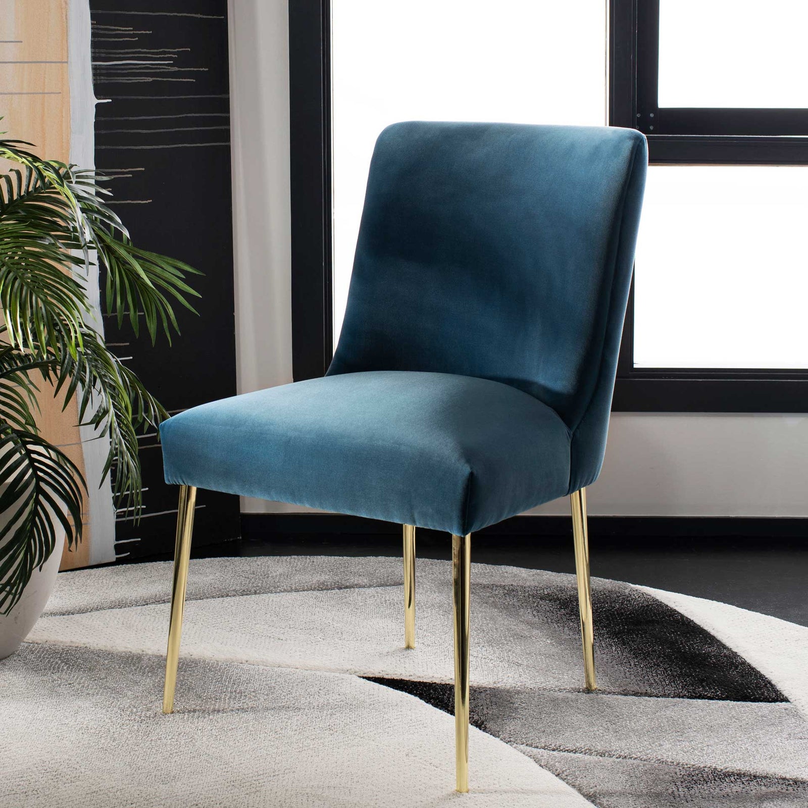Nova Velvet Dining Chair Aegean Blue