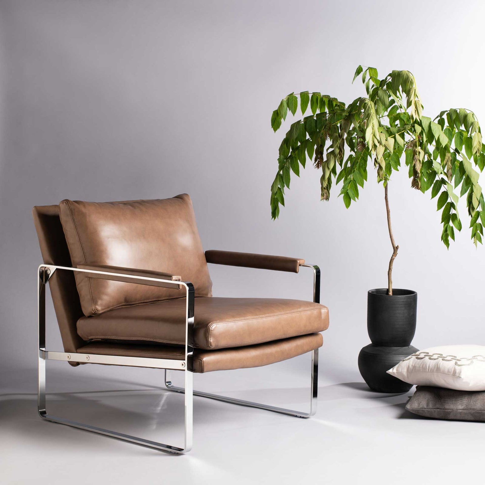 Estrella Metal Accent Chair Dark Brown/Silver