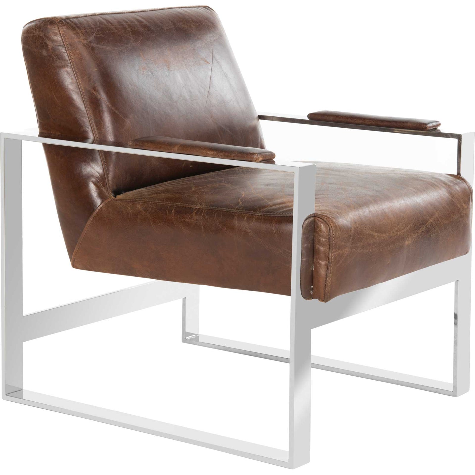 Parlon Occassional Leather Chair Vintage Cigar Brown