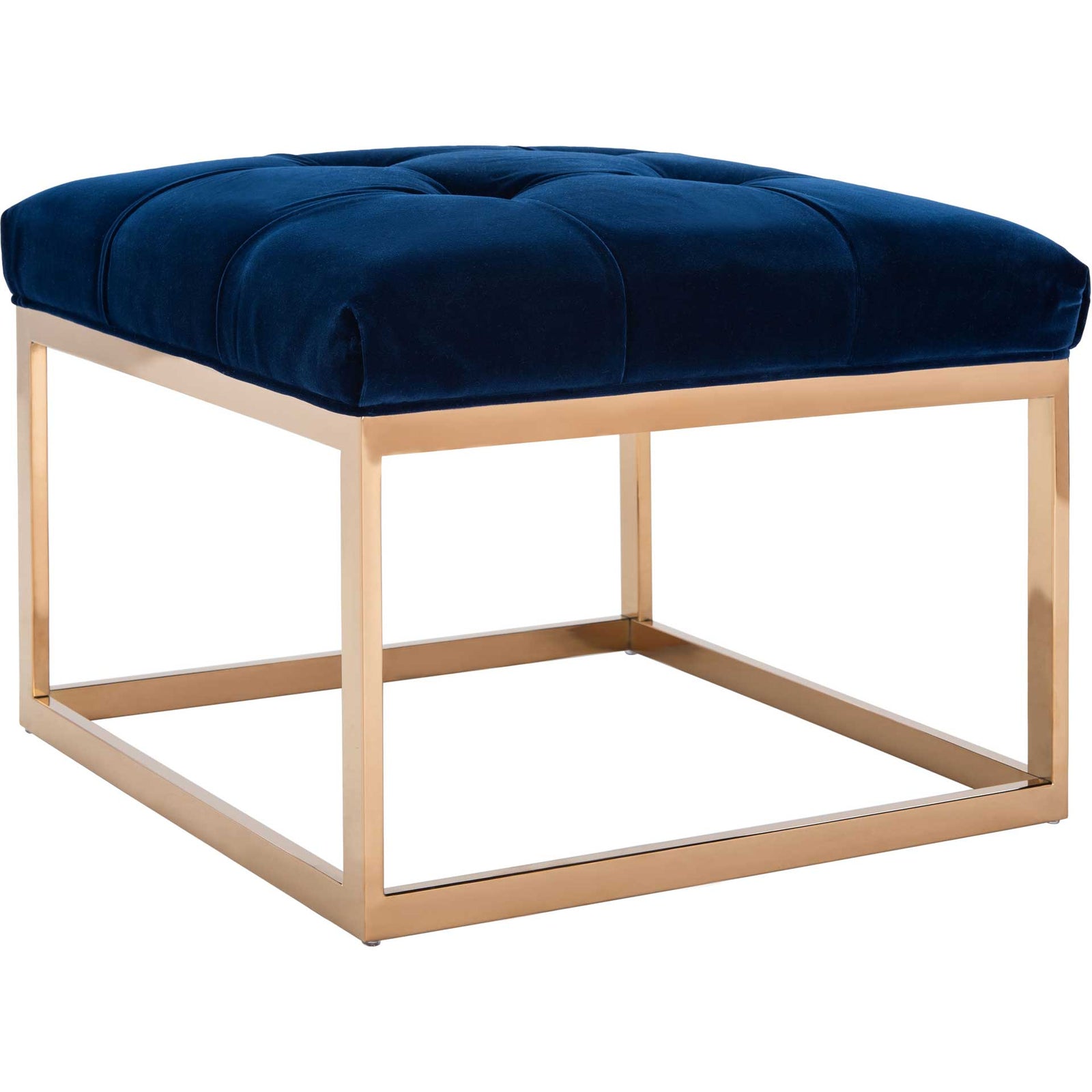 Simeon Navy Velvet Tufted Ottoman Giotto Navy