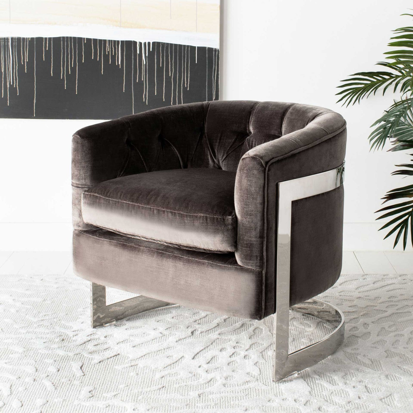 Zelah Velvet Chair Bella Shale Gray