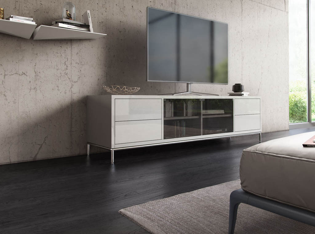 Lenox Media Cabinet White Lacquer