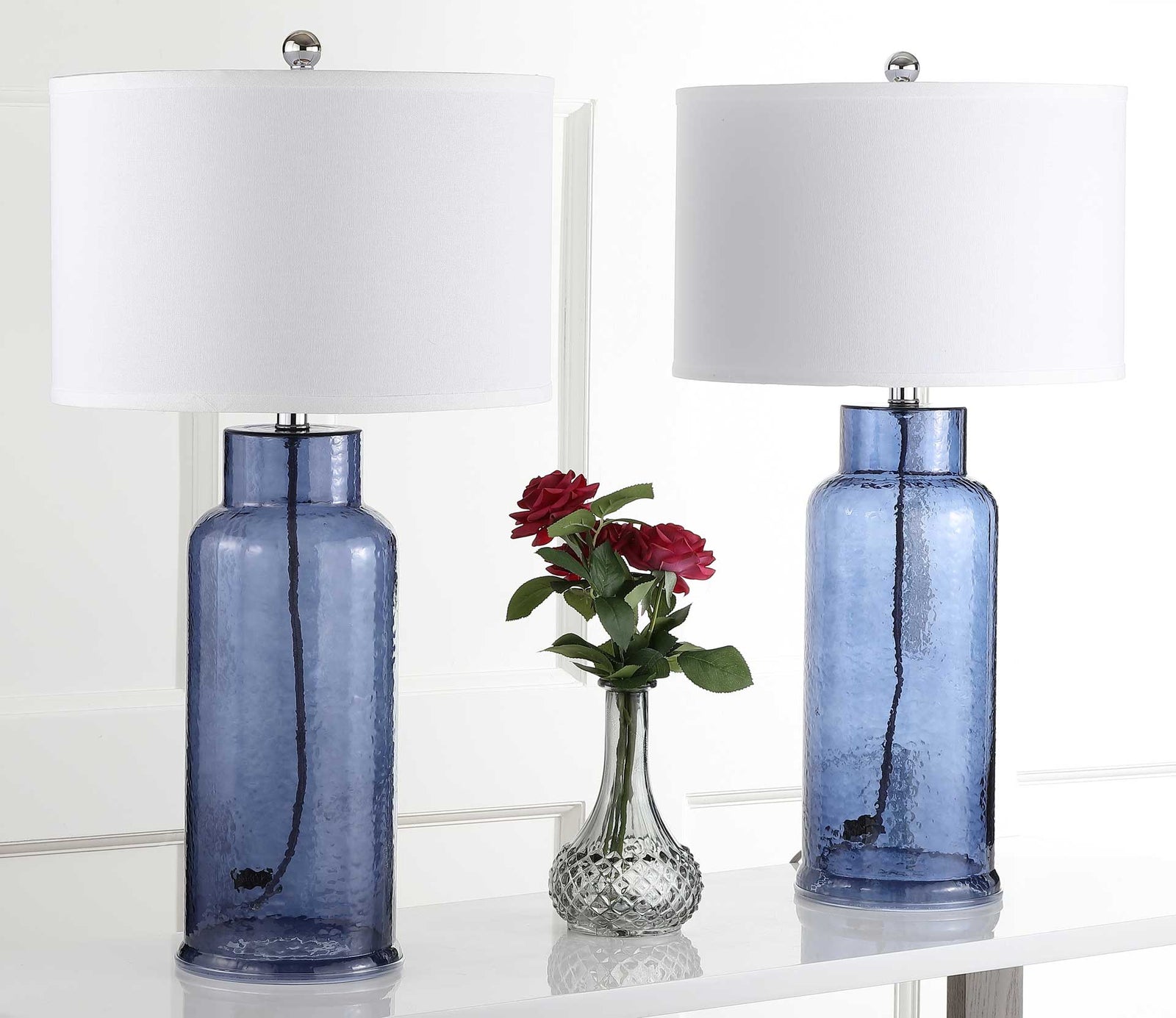 Bottle Glass Table Lamp Blue (Set of 2)