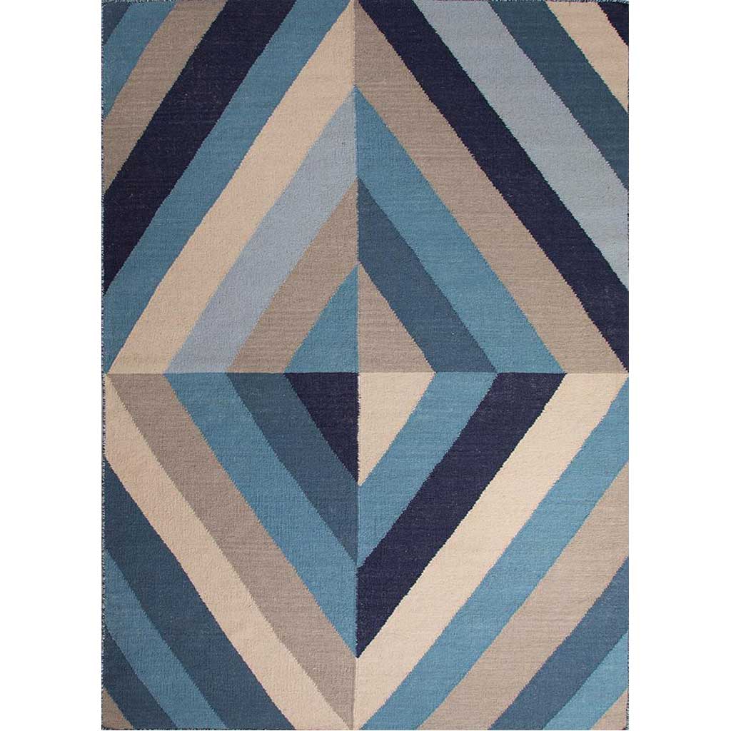 En Casa Tunnel Ocean Blue/Antique White Area Rug