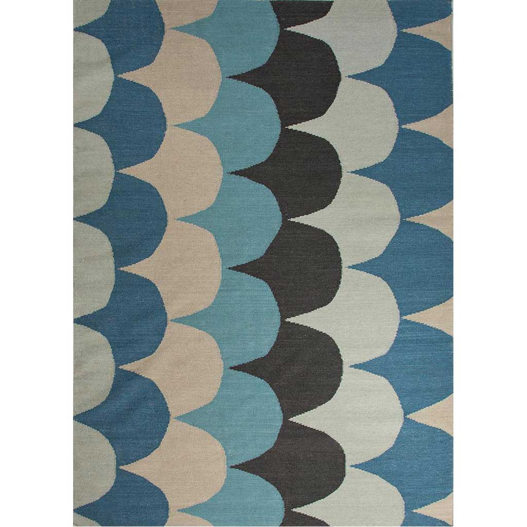 En Casa Ripple Cool Aqua/Black Ink Area Rug