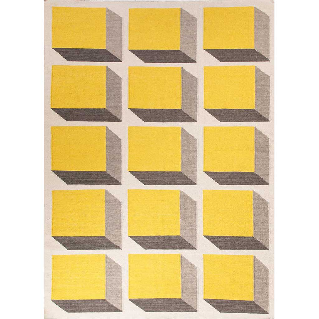 En Casa Cubes White/Yellow Area Rug