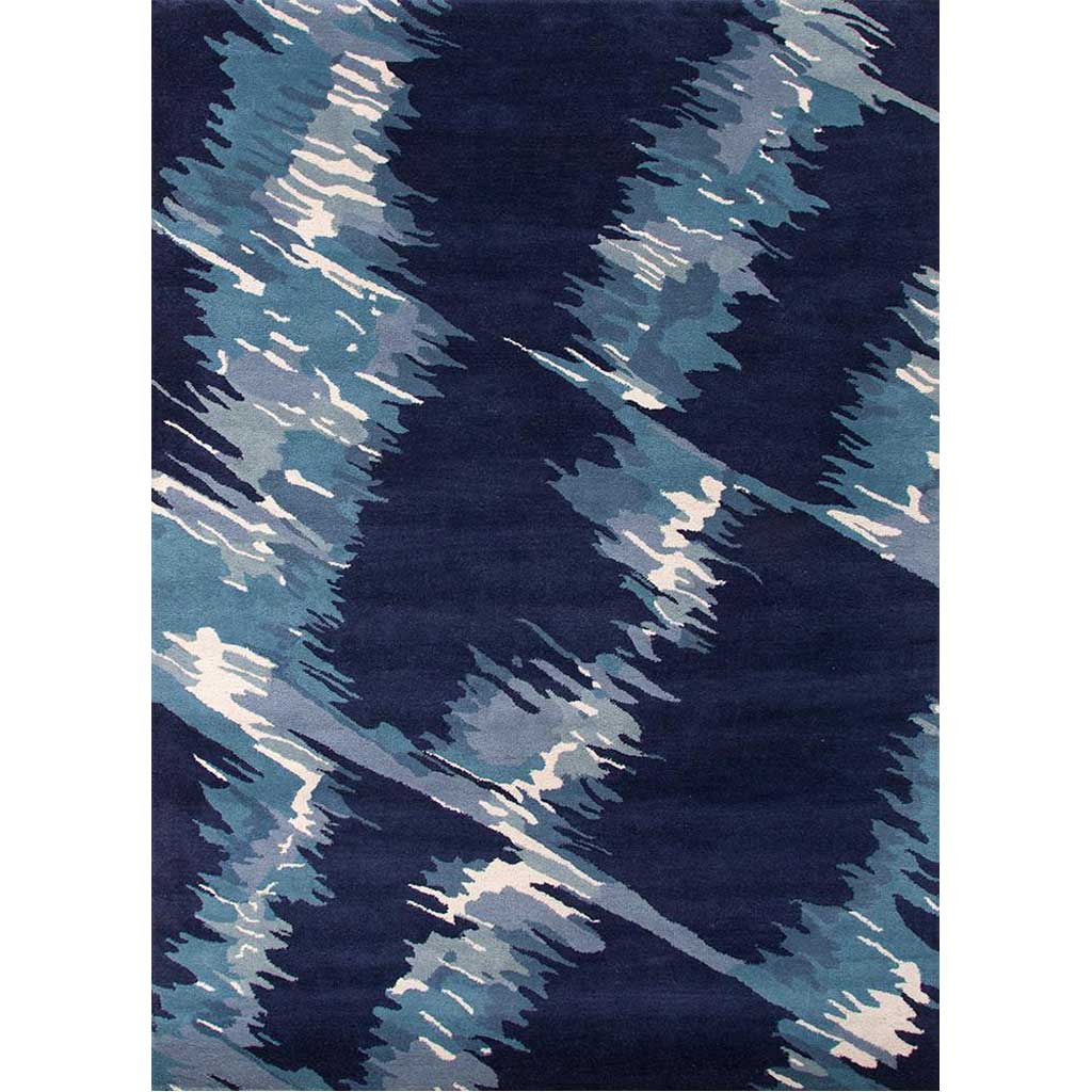 En Casa Waves Deep Navy/Ocean Blue Area Rug