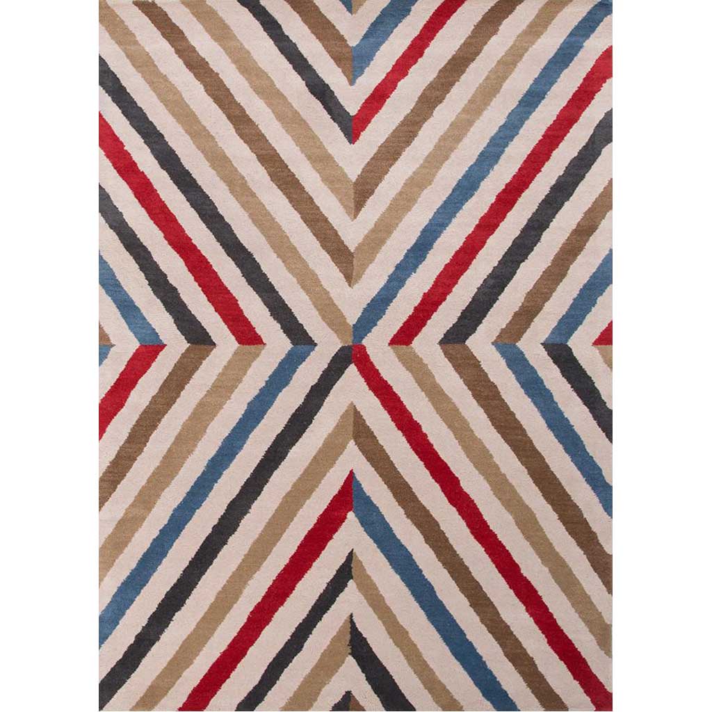 En Casa Cornered Antique White/Velvet Red Area Rug