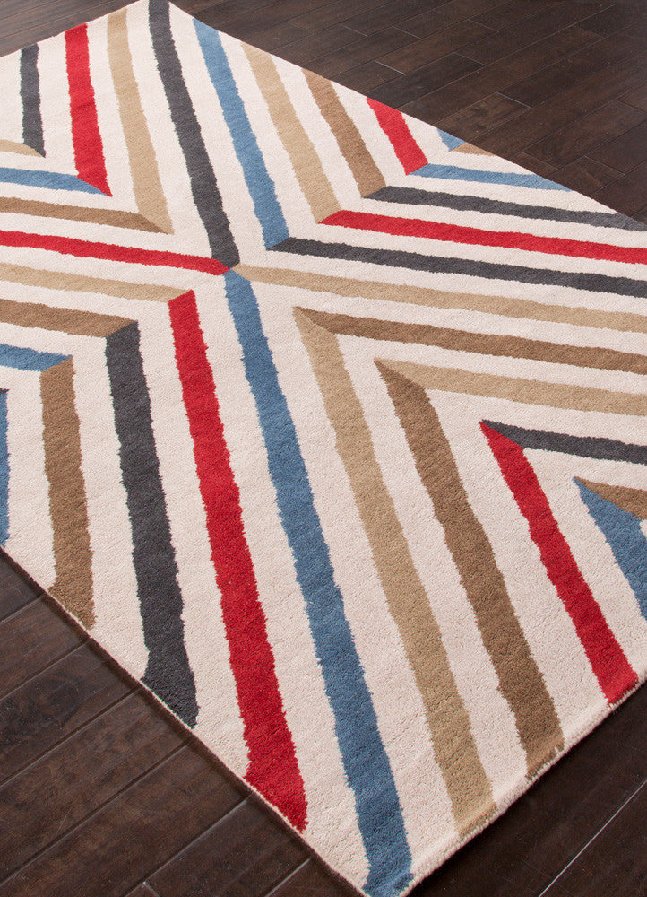 En Casa Cornered Antique White/Velvet Red Area Rug