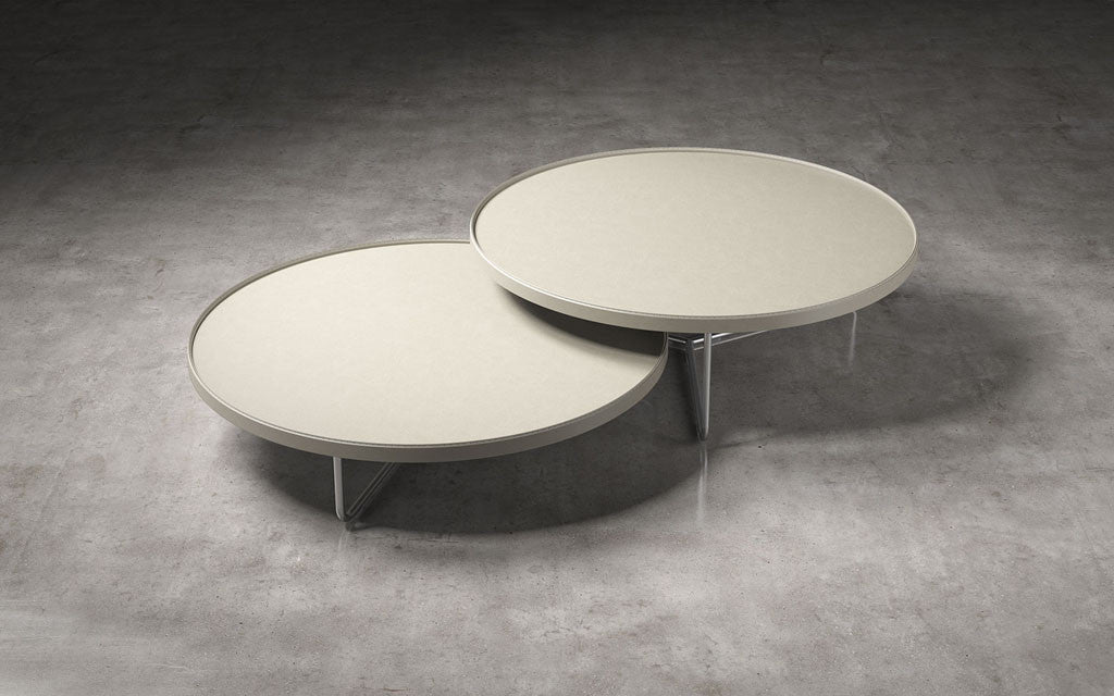 Adelphi Nesting Coffee Tables Beige Leather