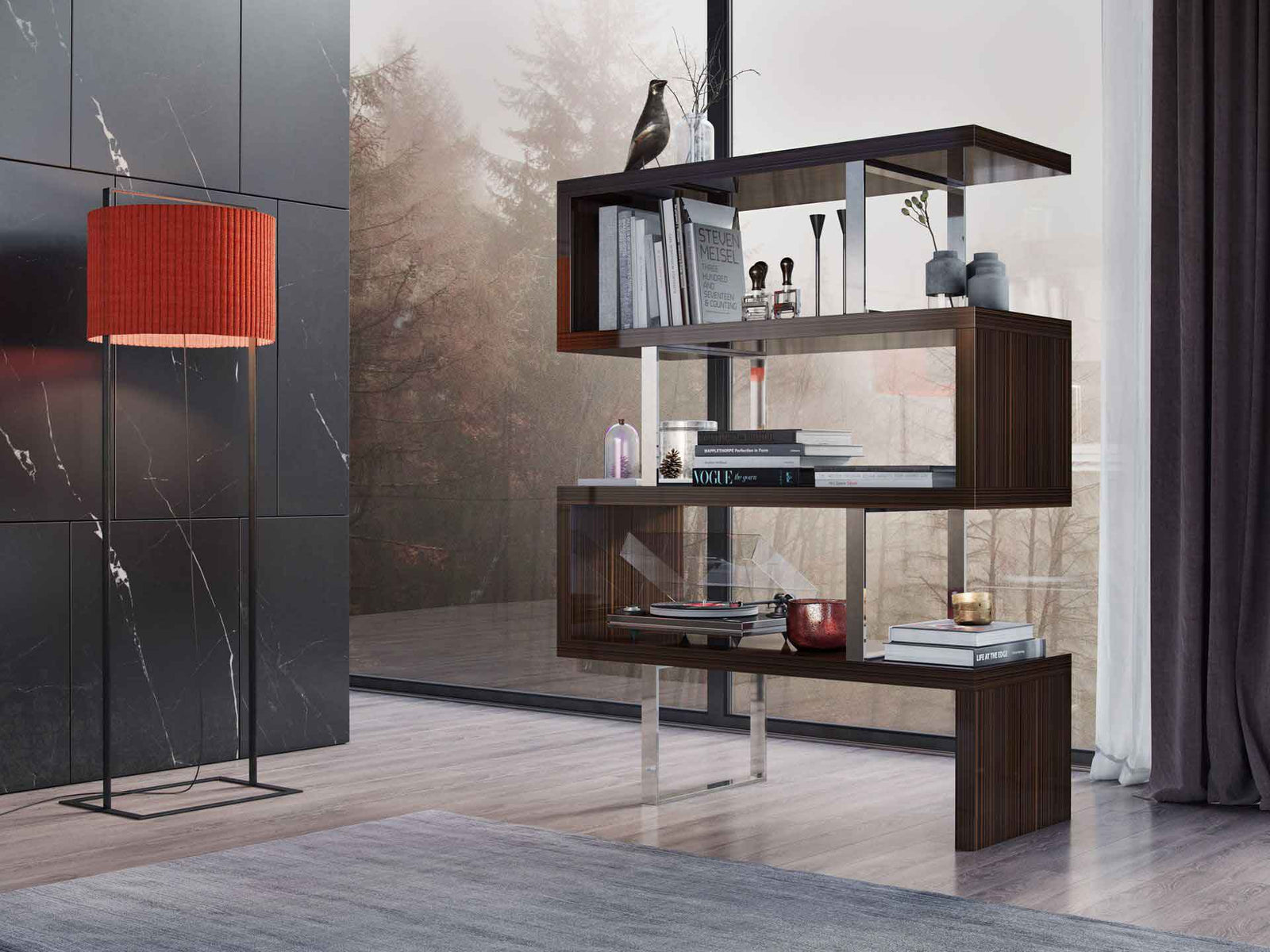 Pearl Bookcase Cathedral Ebony Lacquer