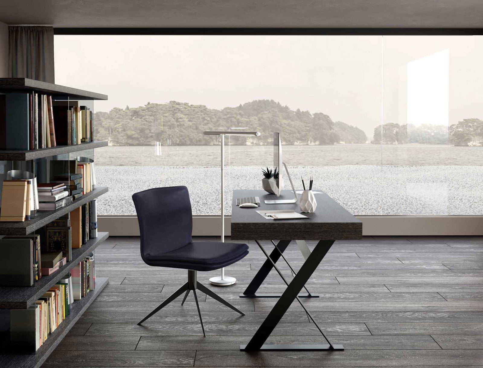 Barrow Desk Gray Oak/Black